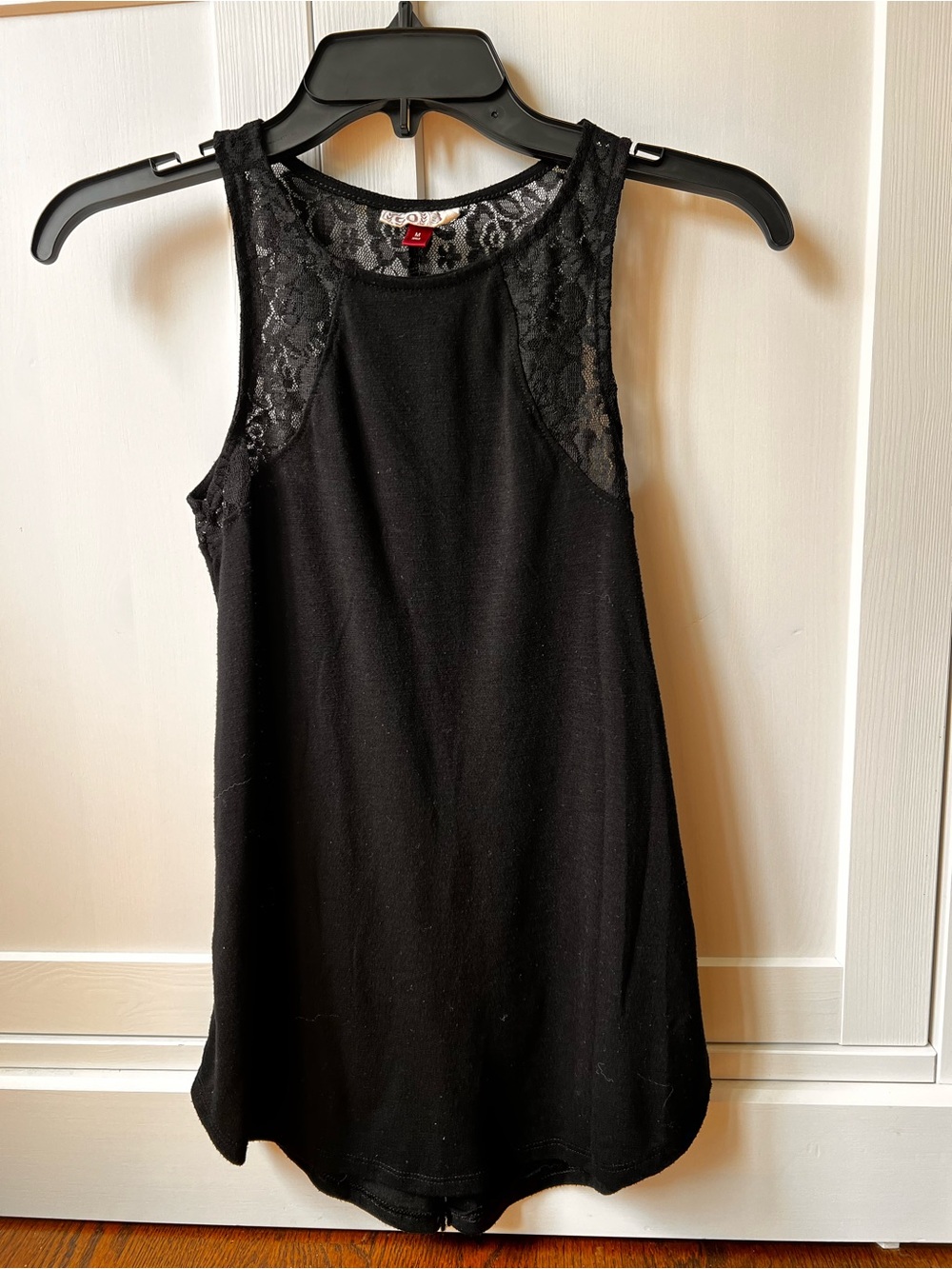 SO Women's Black Lace-Back Tank Top